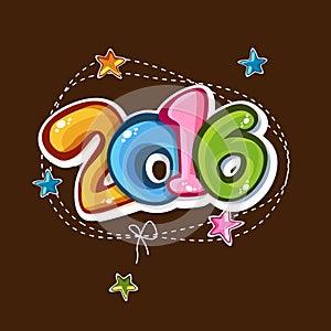Colorful text for Happy New Year 2016.