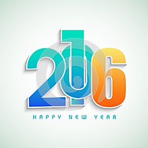 Colorful text for Happy New Year 2016.