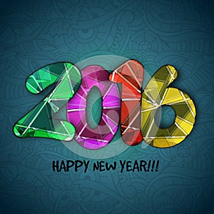 Colorful text for Happy New Year celebration.
