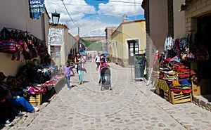 Colorful textil sold at the street in South America