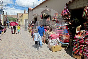 Colorful textil sold at the street in South America