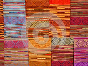 Colorful textiles in Laos