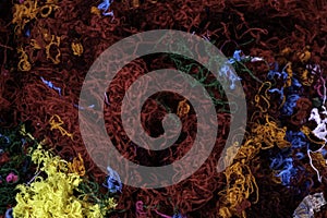 Colorful textured background. close up. selective focus. cut out wool