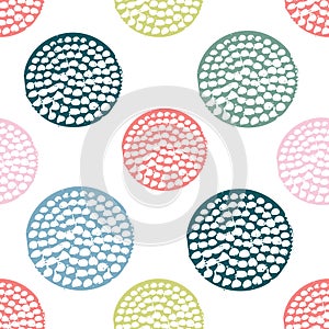 Colorful textured circle seamless pattern
