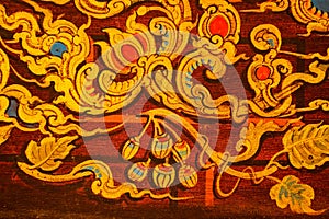 Colorful Thai mural painting in Wat Wat Pa Lelai