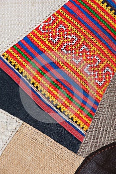 Colorful thai peruvian style rug surface close up. More of this motif & more textiles in my port tatter Old rag photo