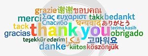 Colorful thank you word cloud in different languages photo