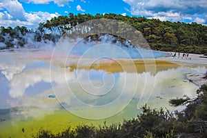 Colorful thermal pool at Wai-O-Tapu Thermal Wonderland near Rotorua, North Island, New Zealand