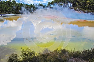Colorful thermal pool at Wai-O-Tapu Thermal Wonderland near Rotorua, North Island, New Zealand