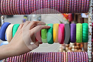 Colorful thread made bangles