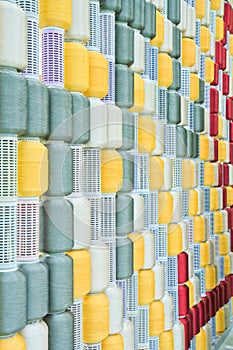 Colorful thread spools
