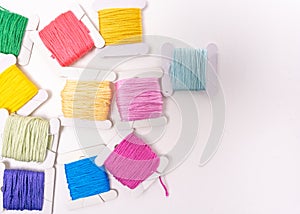 Colorful Thread Wound on Cardboard Flats