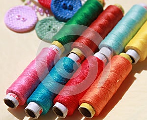 Colorful threads and buttons
