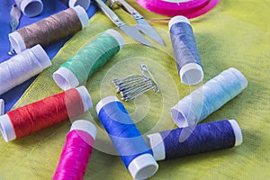 Colorful threads with scissor