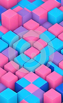 Colorful three dimensional cube background texture. a wall with colorful squares. Colorful square pattern as panorama background.