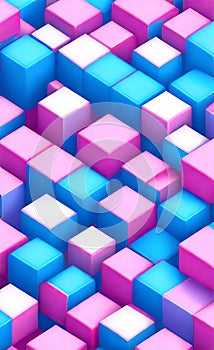 Colorful three dimensional cube background texture. a wall with colorful squares. Colorful square pattern as panorama background.