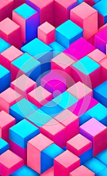 Colorful three dimensional cube background texture. a wall with colorful squares. Colorful square pattern as panorama background.