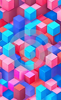 Colorful three dimensional cube background texture. a wall with colorful squares. Colorful square pattern as panorama background.