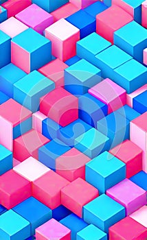 Colorful three dimensional cube background texture. a wall with colorful squares. Colorful square pattern as panorama background.