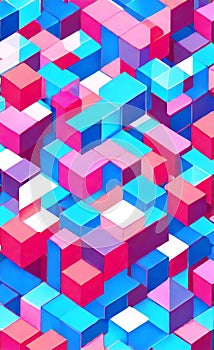 Colorful three dimensional cube background texture. a wall with colorful squares. Colorful square pattern as panorama background.