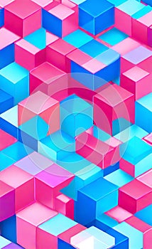 Colorful three dimensional cube background texture. a wall with colorful squares. Colorful square pattern as panorama background.