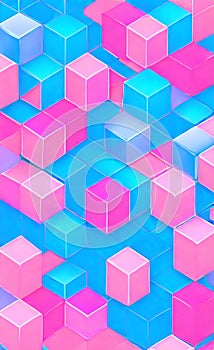 Colorful three dimensional cube background texture. a wall with colorful squares. Colorful square pattern as panorama background.