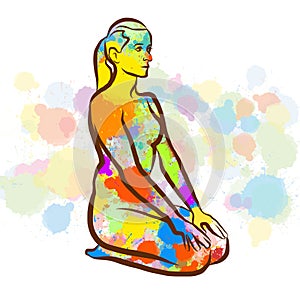 Colorful Thunderbolt Vajrasana Yoga Pose