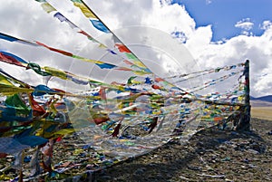 Colorful Tibetan prayer flags