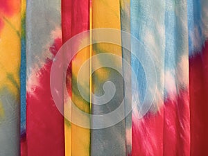 Colorful tie-dye pattern on the curtains. Colorful tie dye pattern abstract background, Abstract batik brush seamless and repeat.