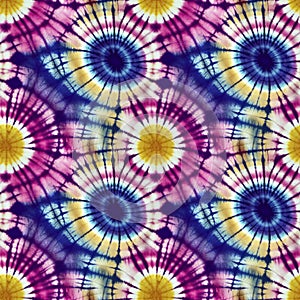 Colorful tie dye style seamless pattern. Hippie batik ornament background. Digital 3D illustration