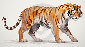 Colorful Tiger Art: Vibrant Illustration Of An Orange Tiger Walking