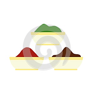 Colorful tika powders icon, flat style