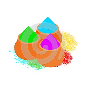 Colorful tika powders icon, isometric 3d style