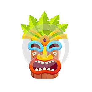 Colorful tiki mask isolated on white background.