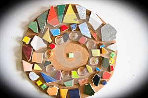 Colorful tile mosaic with fragments and remains