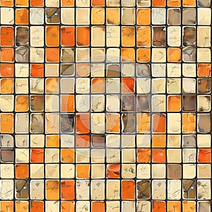 Colorful tile pattern in the style of the 1970s, slightly worn, seamless, repeatable. Created with AI