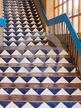 Colorful tiles, exterior stairway