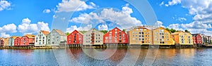 Colorful timber houses in Trondheim