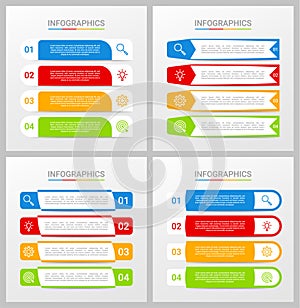 Colorful timeline infographic template with 4 steps on gray background