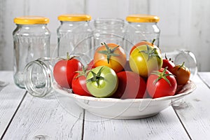 Colorful tomatoes on a plate