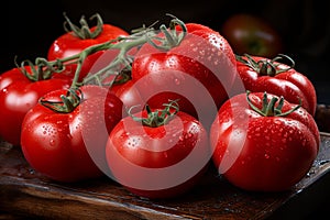 Colorful tomatoes on vibrant market display, organic produce stand with various types for sale