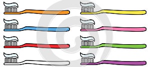 Colorful Toothbrush Clipart Set