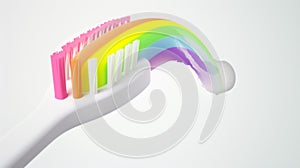 Colorful Toothpaste on Rainbow Brush