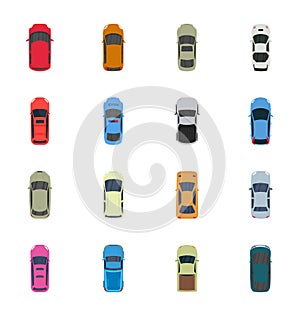 Colorful Top View Cars Vector