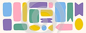 Colorful torn edge label shapes for text background, creative note elements in flat style