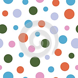 Colorful Tossed Retro Polka Dot Seamless Pattern Background Print