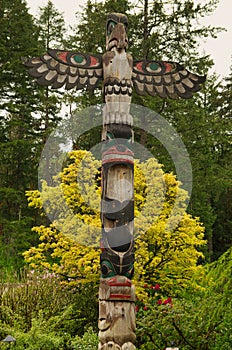 Colorful Totem pole in Canada
