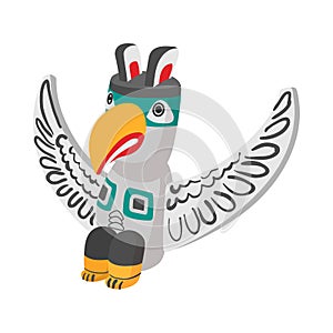 A colorful totem pole icon, cartoon style