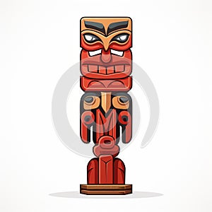 Colorful Totem Pole Isolated on White Background AI Generated
