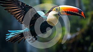 Colorful Toucan Flying In Unreal Engine Style